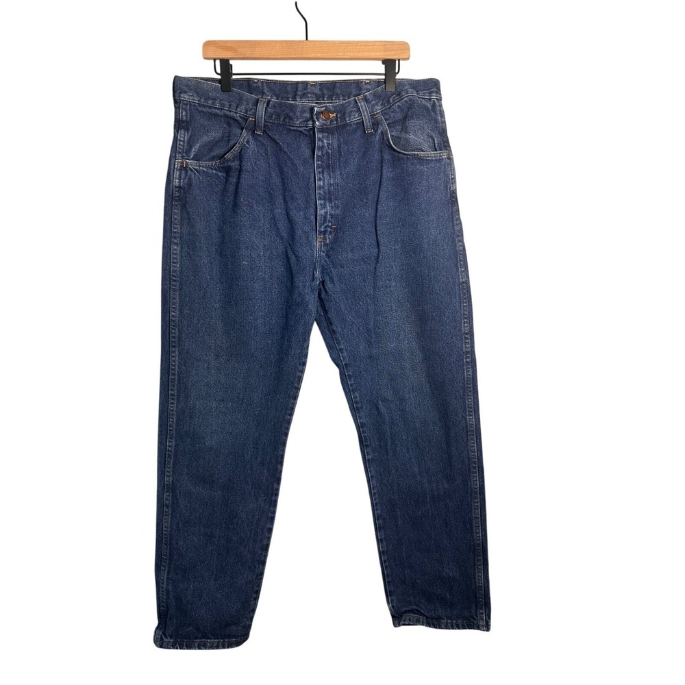 Rustler Mens Regular Fit Straight Leg Jeans Dark Wash Blue 100% Cotton‎ 38x32